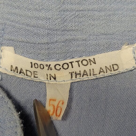 Men's Oversized Loose Fitting Blue Button Up Cotton Shirt - UNISEX - Picture 4 of 13